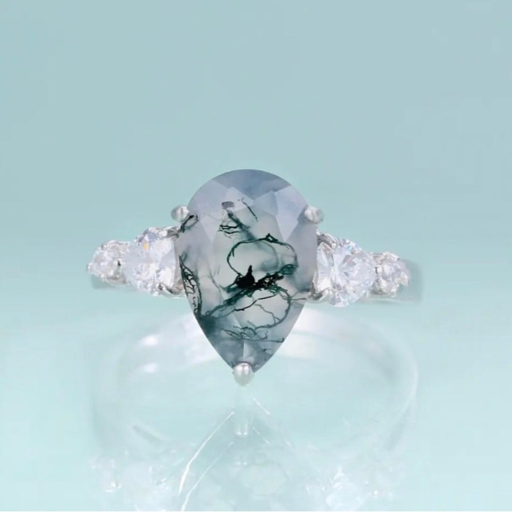 Moss Agate Ring 925